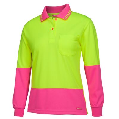 JBs Wear Ladies Hi Vis L/S Comfort Polo (D) Thumbnail